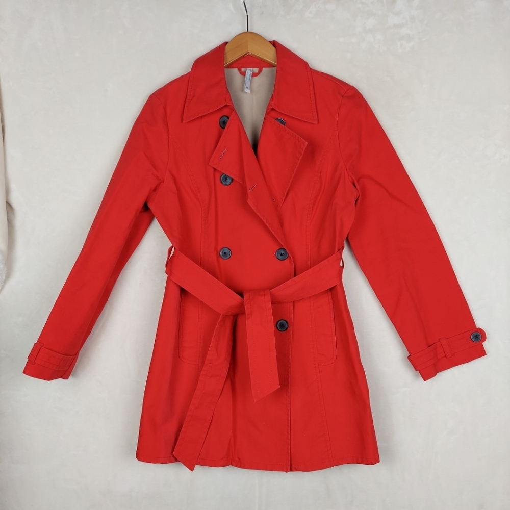 Old Navy Double Breasted Trench Coat Womens Medium Red Jacket Classic Spring